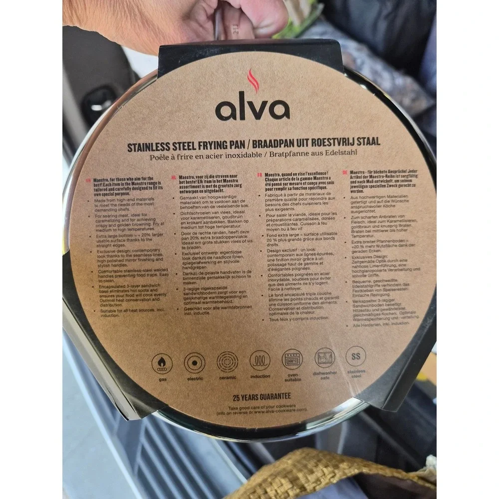 Alva Maestro Stainless Steel Frying Pan 8‎ Inch Induction Compatible NEW